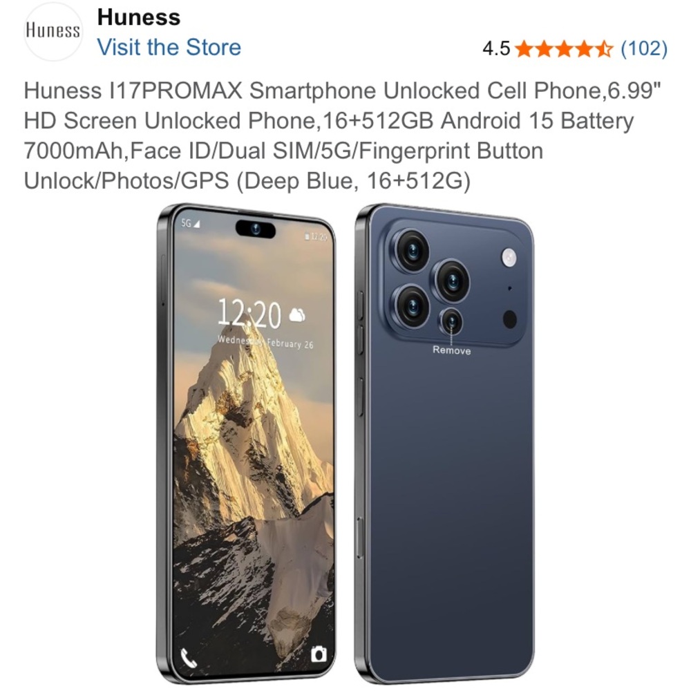 Huness 17PROMAX Unlocked Smartphone - Midnight Blue
